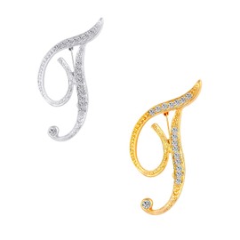 Long tiantian 2 broches de Vidrio con Iniciales chapados en Oro para Mujer delicados A-Z 26 monogramas