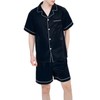 AprBean Mens Pajama Set Silky Fabric Short Sleeve Loungewear Two