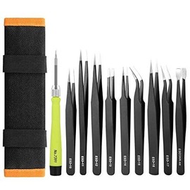 Umiten 10PCS ESD Tweezers Kit,Precision Anti-Static Tweezers Set Non-Magnetic Multi-Standard Stainless Steel Tweezers Perfect for Lab Electronics,Jewelry,Beauty and Detailed Work