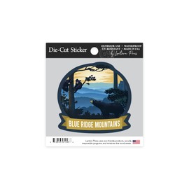 Die Cut Sticker Blue Ridge Mountains, Virginia, Black Bears, Lithograph, Contour Vinyl Sticker 1 to 3 inches (Waterproof Decal for Cars, Water Bottles, Laptops, Coolers), Small