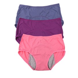 Las malla hoyos transpirable leakproof período Calzones Mulit Pack Tamaño XXS-XXL/US 9, Purple, blue, watermelon; para mujer