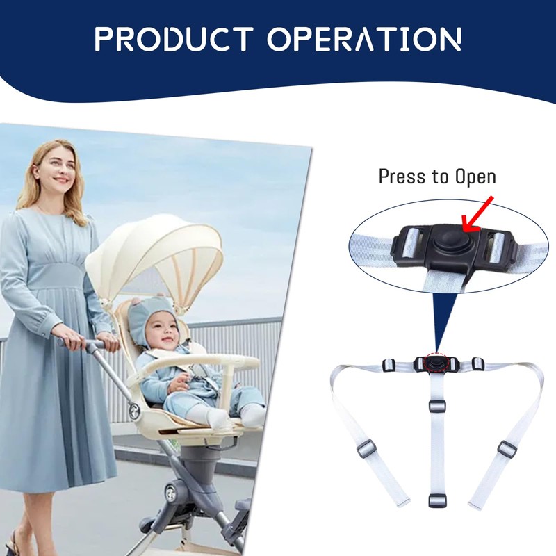 Bettinay High Chair Straps, Adjustable 3 Point Harness for High