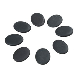 Windfulogo 8 Pieces Professional Small Massage Hot Massage Stones Hot Stone Set Natural Lava Heated Stones Basalt Warmer Skirt for Spa, Massage Therapy 1.18 x 1.57 x 0.31 inches, Black