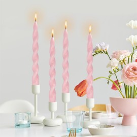 Pastel Candlesticks Spiral Taper Candles,Gedengni Cute Candle Stick Long Tapered Candle Twisted Candles for Anthropologie Home Décor Weddings Holiday Women Gifts,4pcs (Pink,22D)
