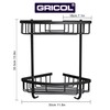Gricol Corner Shower Basket, No Drilling Required, Aluminium with Hooks,