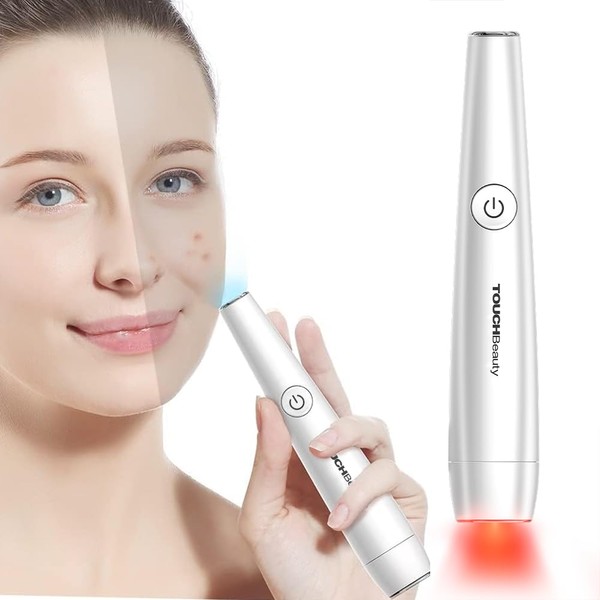TOUCHBeauty Light Therapy Acne Pen, Light Therapy Stick Acne Treatment, Red and Blue Light Acne Treatment Pen Targeted Acne Stains Treatment Removal Acne Scars Wrinkles RAG-1693