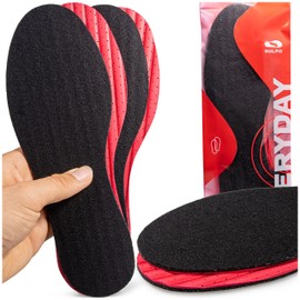 SULPO 2 Pairs Winter Insoles - Soft Comfortable Fleece Insoles - Non-Slip, Perforated, Latex Backing, Activated Carbon - Shoe Insoles for Cold Weather & Winter Sports - Sizes: 3-11, black