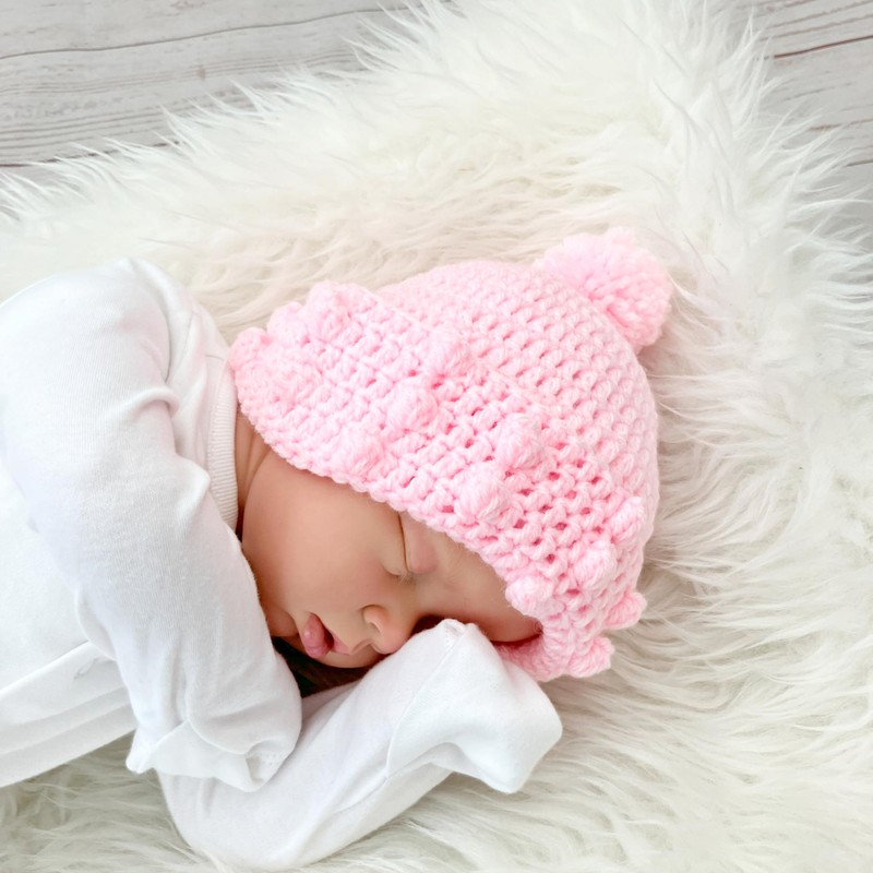 Crochet Pattern for Baby Pull-On Hats, 5 Sizes, Double Knitting,
