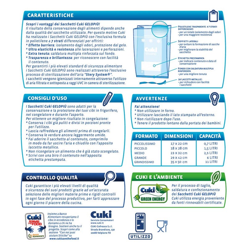 Cuki 0 Cuki Gelopiù Freezer Bags, 7 Layers, Medium, 23