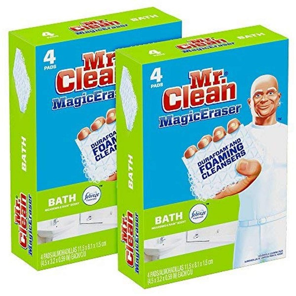 Mr. Clean Magic Eraser Bath Scrubber, 4 Count (Pack of 2)