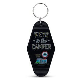 Retro Camper Hotel Motel Keyring Keychain Vintage Camping Keychain Accessories Rv Camper Keychain Key Chain Ring Old Style Gag Keychain Travel Trailer Hotel Black Keychain Accessories