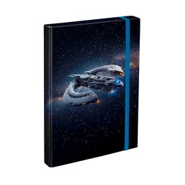Baagl Notebook Box for School Bags - A4 Folder for Children with Elastic Band and Inner Flaps - Collection Folder, Collection Box with Elastic Band for Boys (Spaceship)
