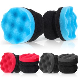 6 Pcs Tire Hex Grip Dressing Applicator Washable Tire Shine Applicator Dressing Pad Car Detailing Foam Sponge Reusable Tire Cleaner Sponge for No Slip Tire (Black, Red, Blue, 3.15 Inch Diameter)