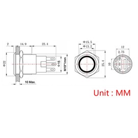 Larcele 19mm Push Button Switch with Light Indicator Self Locking Metal Switch Black Waterproof 5pcs JSANKG-09 (Luz Green)