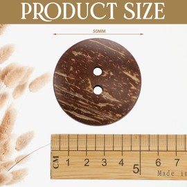 Riceshoot 20 Pcs 2 Inches Coconut Shell Buttons Coconut 2 Holes Button Sewing Buttons for Shirt DIY Crafts Decorations
