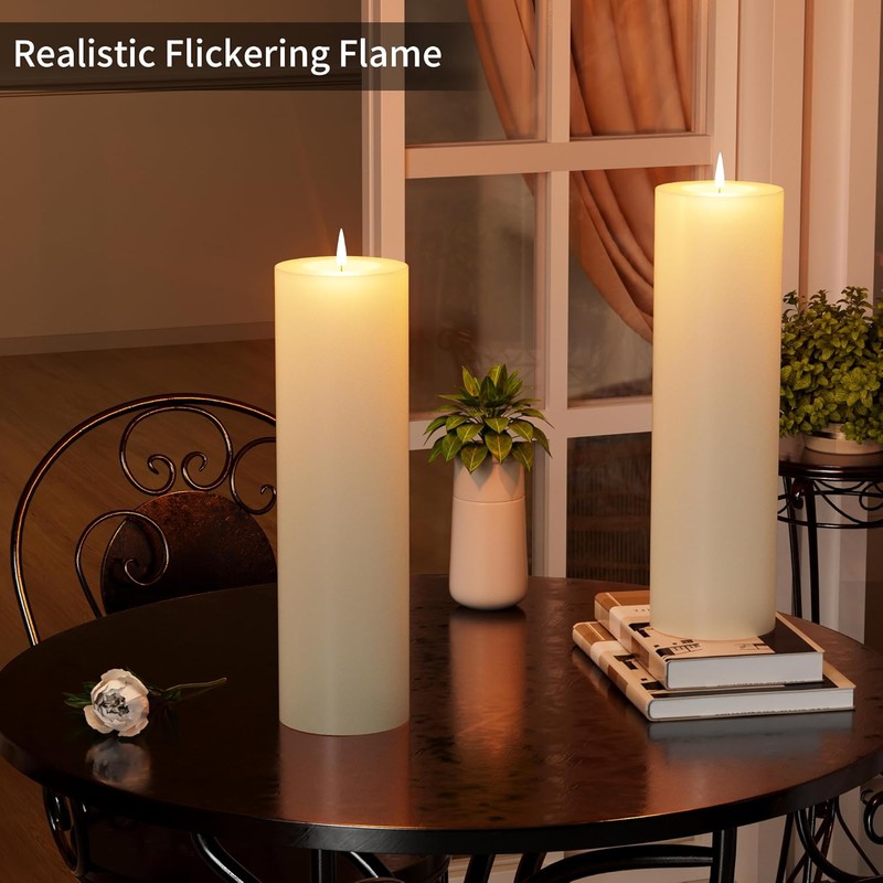 14" x 4" Large Outdoor Candle with Timer Waterproof Flickering