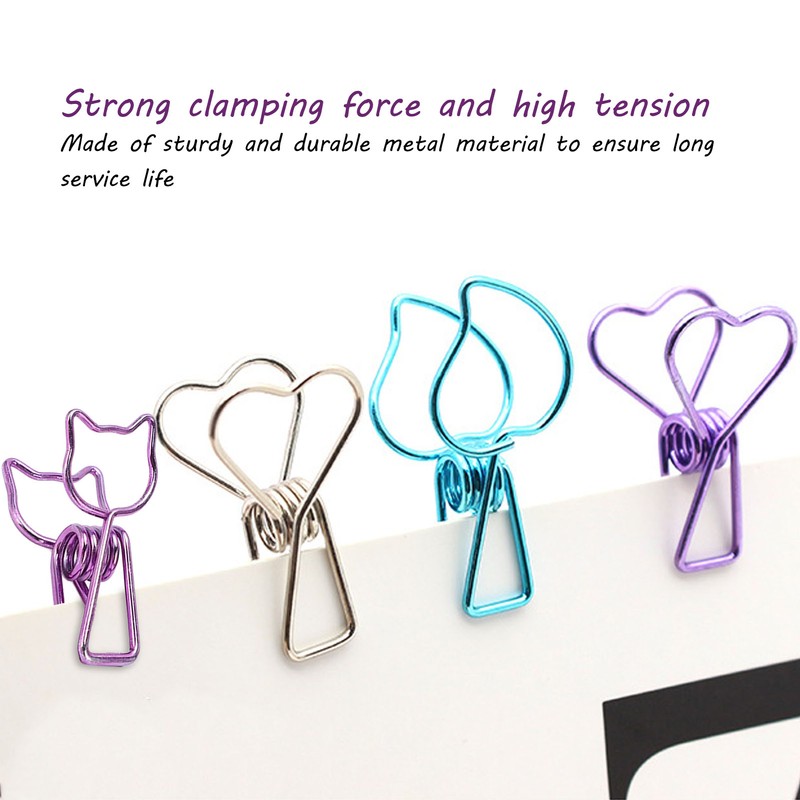 100pcs Cat Binder Clips Cute Cartoon Strong Clamping Force Metal
