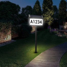 deerdance Solar House Number Sign, deerdance LED Illuminated Outdoor Address Plaque wit...