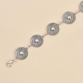 Women Fashion Vintage Chian Waist Belt Tassel Hollow Out Coin Metal Link Chain Gold Body Accessory Jewelry (06365+Sliver)