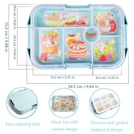 SGAONSN Kids Lunch Box, Bento Box for Kid with 6 Compartments, BPA Free Plastic Picnic Snack Salad Boxes Baby Bento Boxes(Blue)