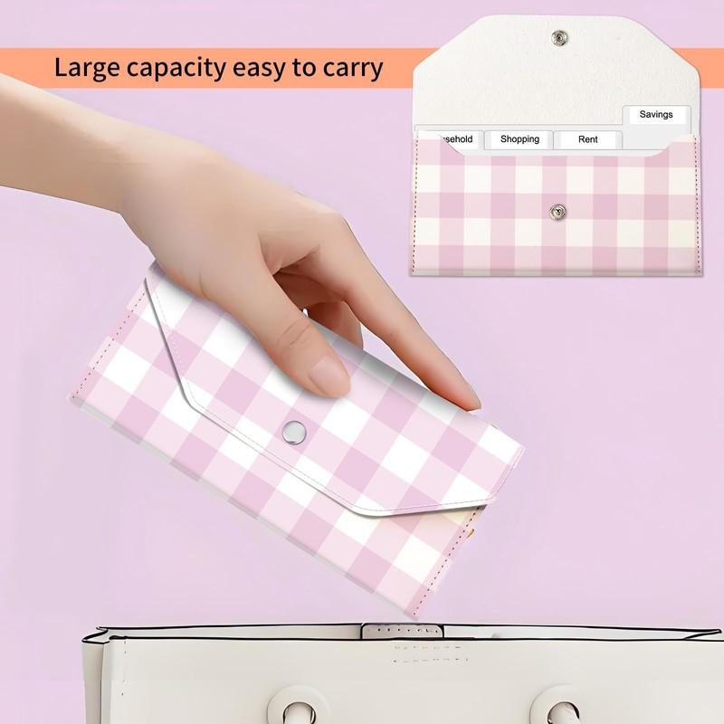 APVDSH Cash Envelope Wallet, Reusable Budget Money Wallet, Cute PU