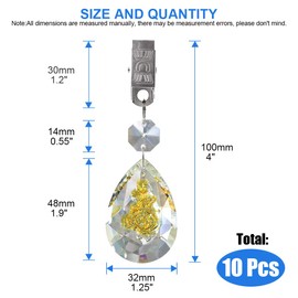 Glarks Tablecloth Weights Set, 10Pcs Metal Clip AB Crystal Glass Teardrop Prisms Pendant Tablecloth Weights (Rose)