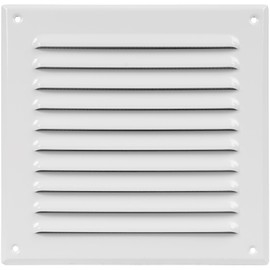 HVAC OV 6" x 6" Inch (Grille Dimensions) White Stainless Steel Square Vent Cover - HVAC Louvered Air Return Grille - Built-in Protection Screen - 8" x 8" Inch (External Dimensions)