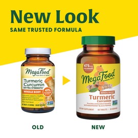 MegaFood MegaFood Whole Body Turmeric Curcumin Supplement - Turmeric Supplement With Black Pepper & Vitamin C - 475 mg Curcuminoids Per Serving - Antioxidant & Immune Support - Vegan - 120 Tablets, 60 Servings