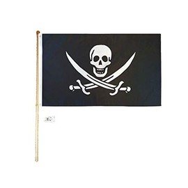 American Wholesale Superstore 3x5 3'x5' Pirate Calico Jack Rackham Polyester Flag with 5' (Foot) Flag Pole Kit with Wall Mount Bracket & Screws (Imported)