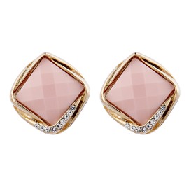 CLIP ON EARRINGS - GOLD PLATED VINTAGE PINK STONE & CRYSTALS - Betty P by Bello London
