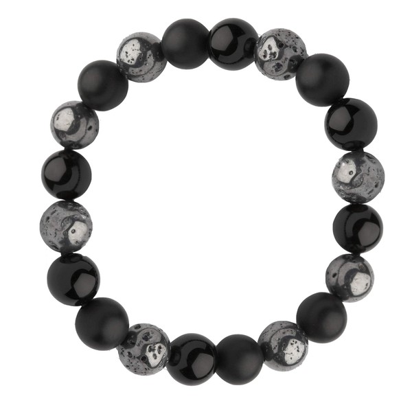 Franki Baker Black & Grey Agate & Hematite Gemstone Bead