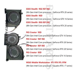 BestParts Upgraded CPU+GPU Cooling Fan Replacement for MSI GS65 Stealth, P65 Creator (9SG 9SD 9SE 9SF, 8SF 8SE 8SD), WS65 (9TJ 9TK 9TL 9TM), P/N: MS-16Q4, BS5005HS-U3I U3J