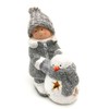 DARO DEKO Winterkind Boy with LED Snowman 16 cm Decorative