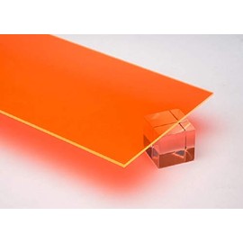 1/8" (0.118") Orange Neon Fluorescent Acrylic Plexiglass Sheet 12"x12" Cast 3mm Thick Nominal Size AZM