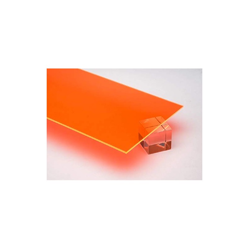 1/8" (0.118") Orange Neon Fluorescent Acrylic Plexiglass Sheet 12"x12" Cast
