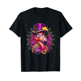 Mardi Gras Flamingo With Mask Farm Animal Flamingo Festival T-Shirt
