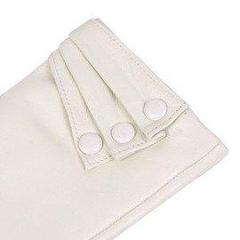 Nappaglo Nappa Leather Gloves Warm Lining Winter Button Decoration Imported Leather Lambskin Gloves for Women (S, White)