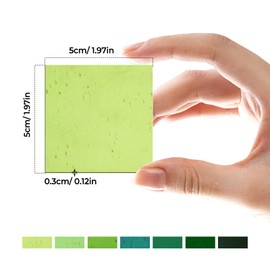 90 COE Fusing Glass 3mm Thickened Art Stained Glass Assorted Fusible Glass Jewelry Making Supplies for Microwave Kiln Fusing Glass DIY Crafts, Stained Mosaic Making (Green Series, 7PC)
