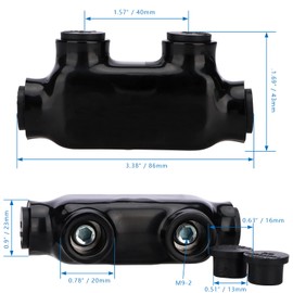 Baomain 1 Pcs Insulated in-line Splice Connector Wire Connectors Multi Cable Connector, 2 Ports 2/0-6 AWG Wire Range Pre-Filled and Dual Sided Entry Dual Rated, Black PVC Coated Ul Certified