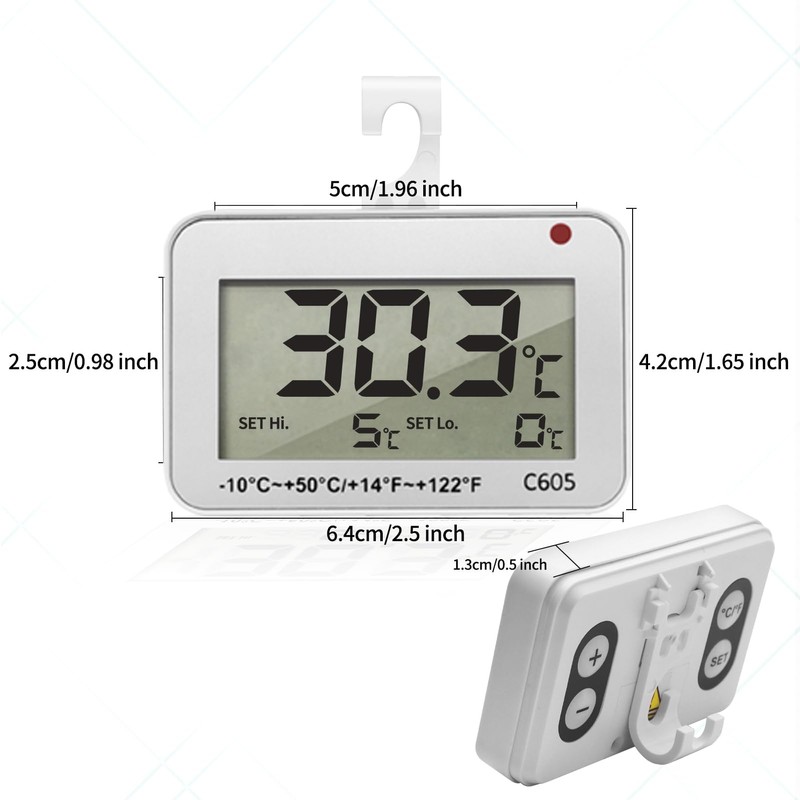 Fridge Thermometer Digital Refrigerator Thermometer with LED Flashing Alarm or