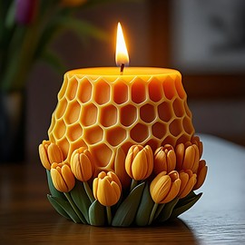 Honeycomb Turtle Rose Flower Tulip Succulent Cylinder Molds Silicone Wave Spiral Candle Mold - Silicone Resin Casting Molds for Candle & Resin & Soap Craft Supplies