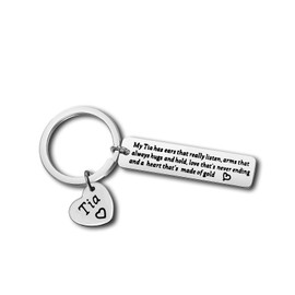 Tia Gifts Tia Keyring Aunt Gift from Niece Nephew New Auntie Keychain Gift Birthday Mothers Day Gifts for Special Aunt Godmother Gift Aunt to Be Gift Keyring Christmas Valentines Gifts for Aunt