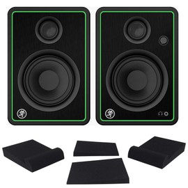 Mackie (2) CR4-X 4" 50w Creative Reference Multimedia Studio Monitors Speakers Bundle with Pair Rockville RRS190S Foam Studio Monitor Isolation Pads 7.5" x 9.5"/3 Angles