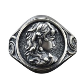 Medusa Ring, Gothic Gorgon Ring for Men, Greek Mythology Medusa Snake Ring Medusa Jewelry, Norse Viking Medusa Serpent Ring Hip Hop Medusa Band Ring Punk Medusa Head Ring (12)