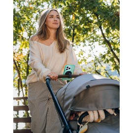 Magnetic Phone Holder for Stroller, Shopping Cart & Golf Push Cart | Handlebar Phone Mount for MagSafe | Strap with Strong Magnet for Mag Safe | Stroller Accessories for Uppababy, Nuna, Bugaboo...