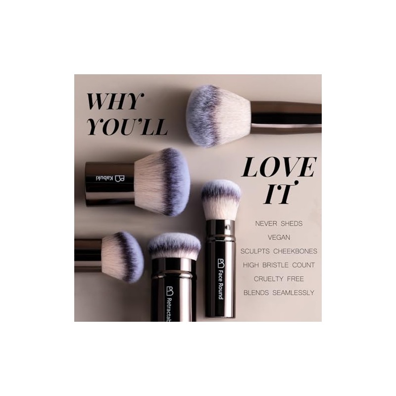 Professional Makeup Brushes BS-MALL With Travel Case - Kabuki Brush
