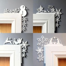 2024 New Wooden Christmas Door Toppers Decor, 8 Inch Top Door Frame Corner Sign Decorations, Funny Holiday Home Frame Party Ornament Windows Walls DIY Craft Christmas Wall Signs for Home Decor