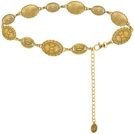 Liutufy Women's Concho Chain Belt Western Cowgirl Metal Waist Chain Belt for Dress (C Gold-L)