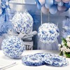 12 Pcs Blue and White Paper Lantern 8 Inch Chinoiserie