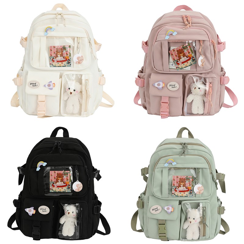 Kawaii Backpack Large Capacity Cute Bear Accessories Backpack for School